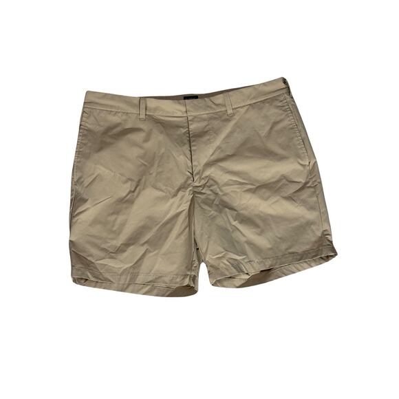 J.Crew 7” Inseam Khaki Chino Shorts Size 35 Beige Flat Front Fair Trade - Picture 1 of 4